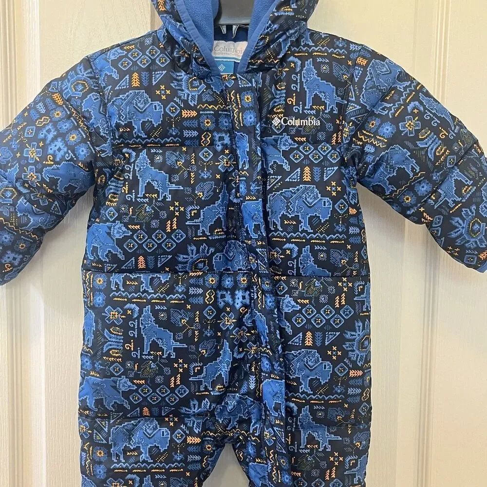 Columbia Infant Snuggly Bunny II Bunting Down Snowsuit Blue Boys 12-18 Months